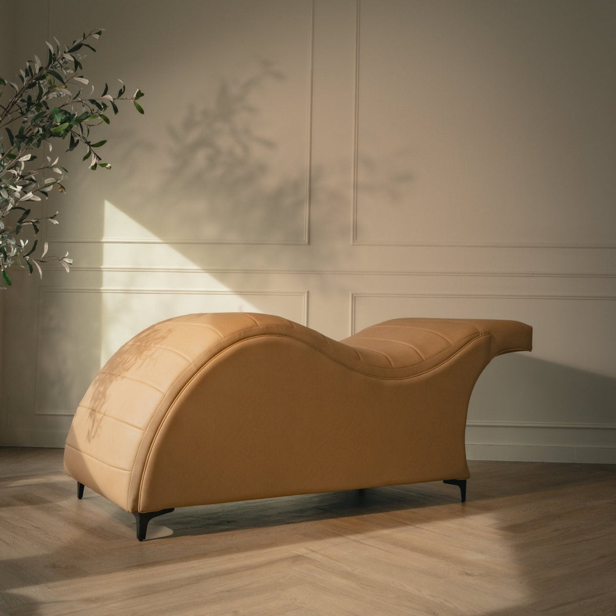 Ready to Ship - As Is Mina Ergonomic Salon Bed - Shade Nude - Plush + Oak